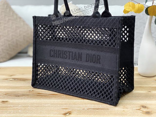Dior女包 迪奧Book Tote黑網格帆布托特包 Dior刺繡購物袋  dfk1661